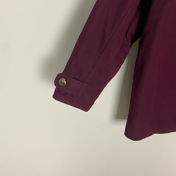 Lands End Barn Coat Chore Jacket Canvas Burgundy Corduroy Collar Womens Medium - Picture 6 of 6